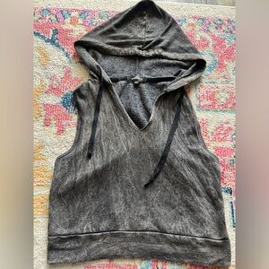 Workshop Sweatshirt Oversized Hooded Vest Grey Black Extra Small XS